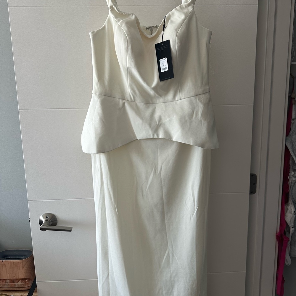 NWT White Peplum Midi Dress